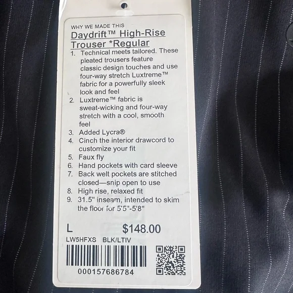 lululemon athletica Black Pinstripe Wide Leg Pants - Picture 3 of 6